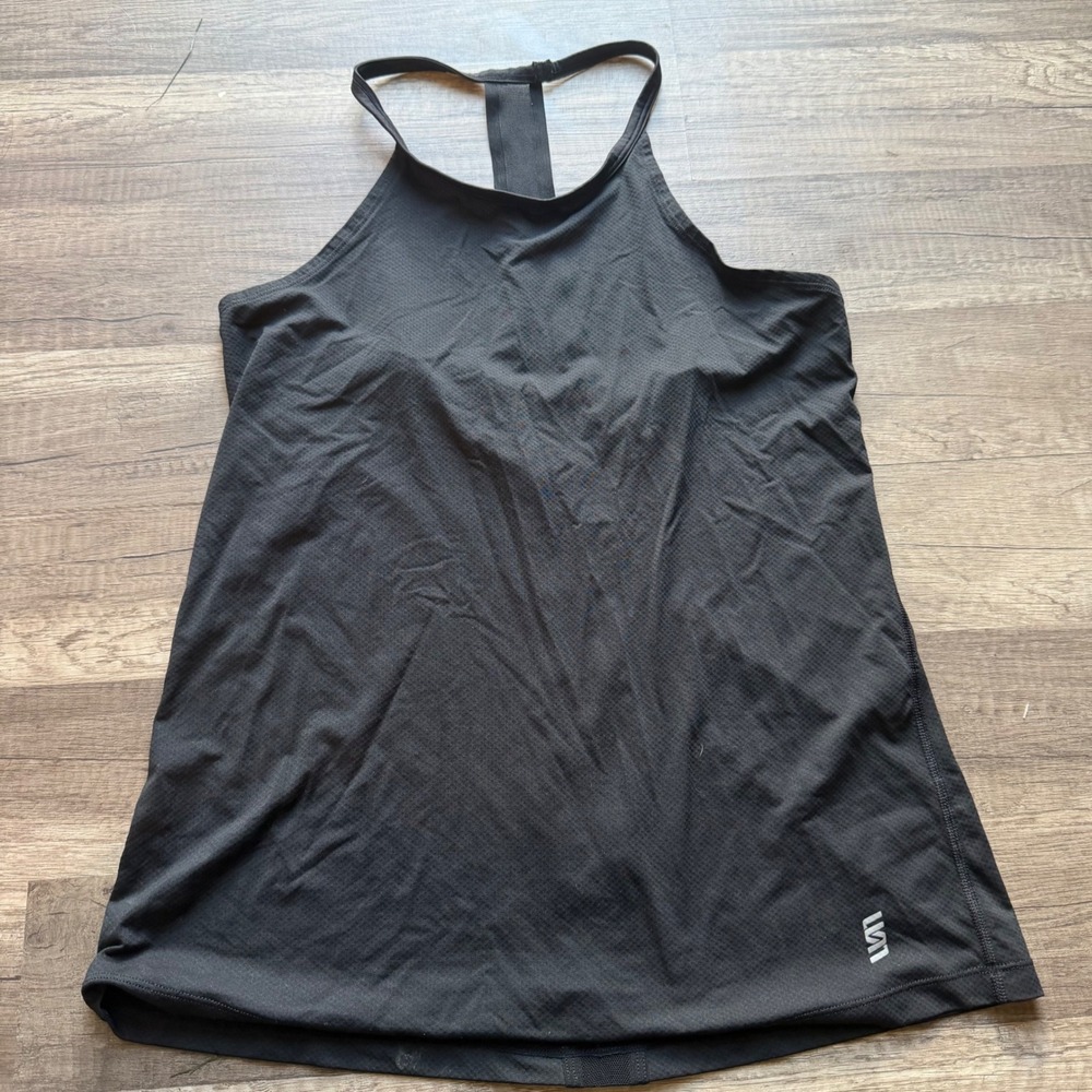 (BOGO 75% Off)  Black High Neck Racerback Tank Top Mesh Back Athletic Gym Small